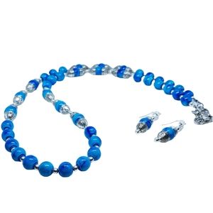 Tonal Blue Beads/ Silver Beaded Duo Set